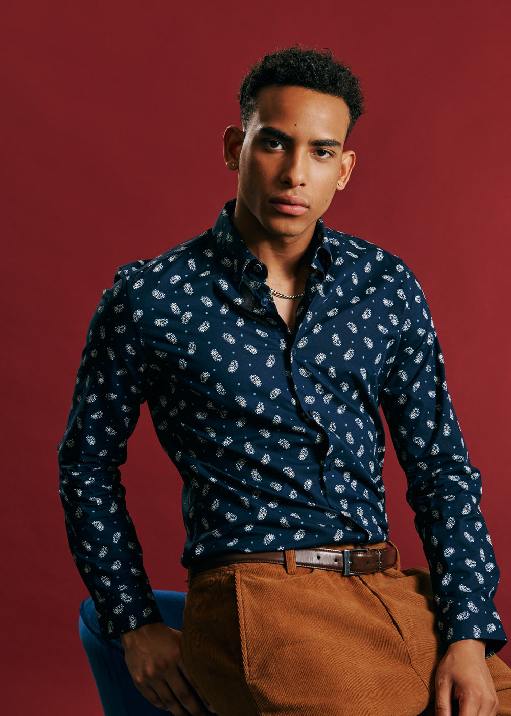 Chemises Ben Sherman Micro Paisley Bleu Marine | BDK-91397874